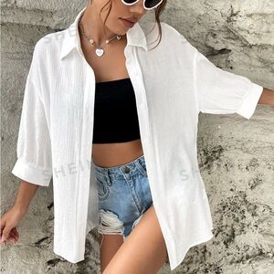 SHEIN White Casual Button Down Shirt